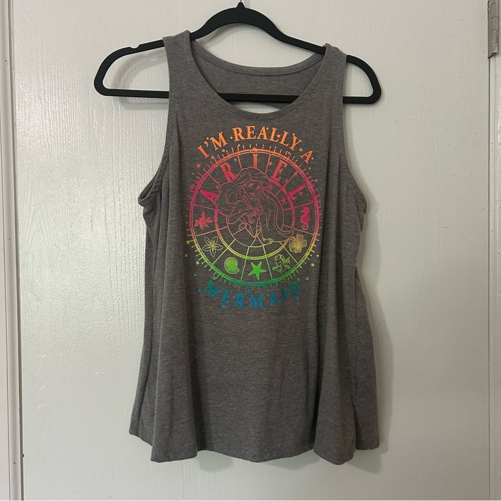 Disney Gray Rainbow Mermaid Tank Top